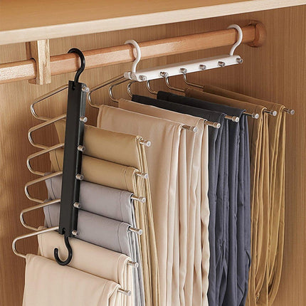 Stainless Steel Multi-Layer Pants Rack Folding Telescopic Anti-Slip Clothes Rack