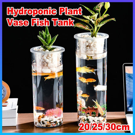 Hydroponic Plant Vase Cylindrical Straight Design Fish Tank for Home Decor