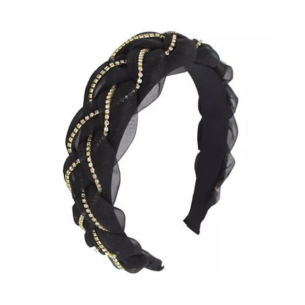 Women Hairband Twist Organza Knot Cross Tie Wide Headwear Hair Band Hoop Shiny - Aimall