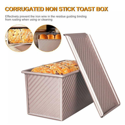 Golden Toast Bread Box with Lid Non Stick Baking Mould for Oven Kitchen Tools