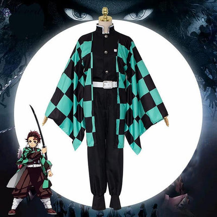 Demon Slayer Kimetsu No Yaiba Kamado Tanjiro Cosplay Costume Kimono Dress Wig AU - Aimall