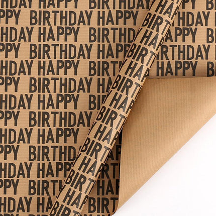 Vintage Kraft Wrapping Paper Happy Birthday Gift Box Wrapping Paper for Presents