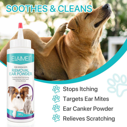 Pet Ear Cleaner Powder for Dogs Cats Grooming Odor Remover Fresh Ear Wash