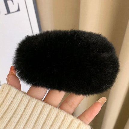 Large Plush Hair Claw Imitation Fur Big Shark Clip Faux Rabbit Fur Hair Clip - Aimall