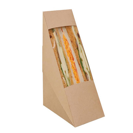 250PCS NEW Thickened Kraft Paper Sandwich Wedge With Visible Clear Window Aimall