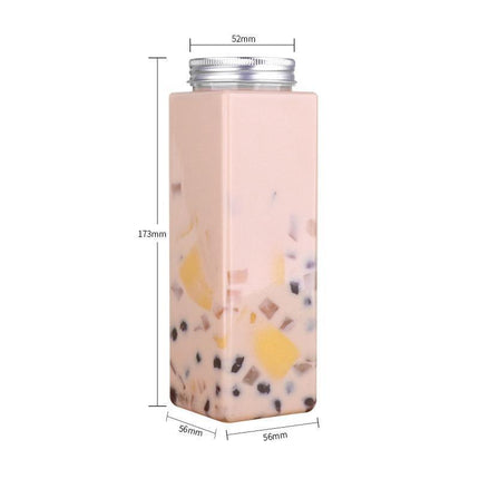 20pcs 500ml Food Grade PET Square Juice Bottles Transparent Flat Drink Container