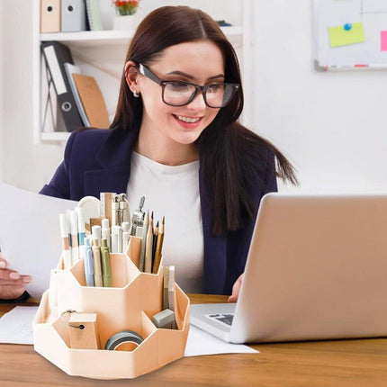 360 Degree Rotating Large Capacity Pen Holder Plastic Desktop Office Student Organizer