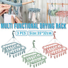 3PCS Multifunctional Plastic Clothes Drying Rack Hanging Rack Sun Rack Clips