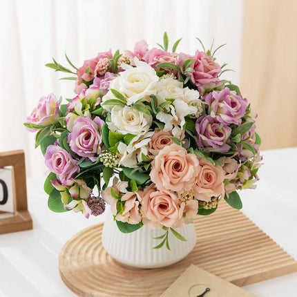 2Pcs Simulation Rose Bouquet Home Decoration Artificial Flower Arrangement Set