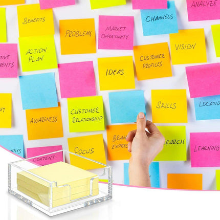 4 Inch Sticky Note Holder Clear Sticky Note Box Home Office Hotel Organization