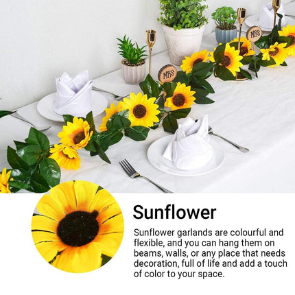 4pcs Artificial Sunflower Rattan Decorative Flower Garland Sunflower Vine Decor