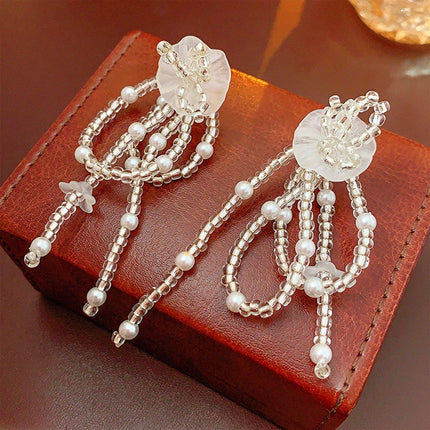 Vintage Long Drop Earrings Fresh Sweet Look Elegant Fashion Jewelry for Women