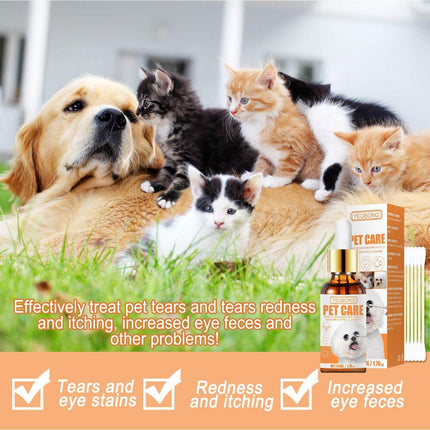 Pet Eye Tear Stain Remover Drops Wash for Dogs and Cats Cleans Eye Discharge