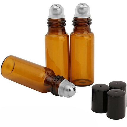 5ml Roller Rollerball Perfume Essential Oil Roll On Ball Amber Glass Bottle - Aimall