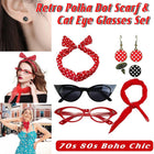 Halloween Vintage Dress Up Set Polka Dot Stud Earrings and Headband Party