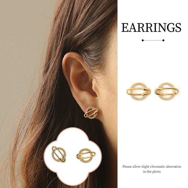 Planet Stud Earrings Paperclip Round Pinback Earrings Women Fashion Jewelry