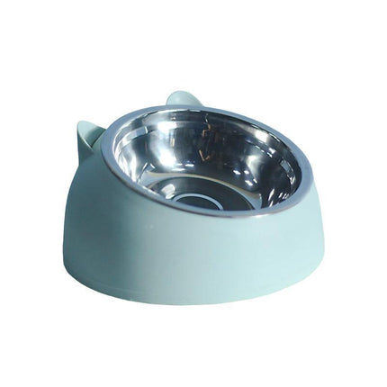 Pet Dog Cat Food Bowl Raised No Slip Stainless Steel Tilted Water Food Feeder - Aimall