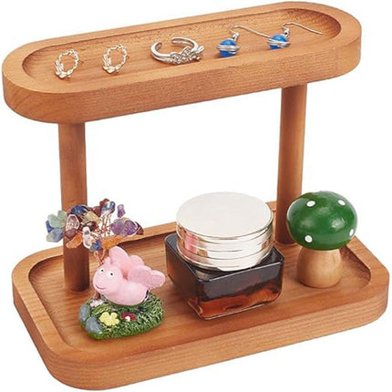 Wooden Storage Rack Desktop Organizer for Jewelry Cosmetics Flower Dessert