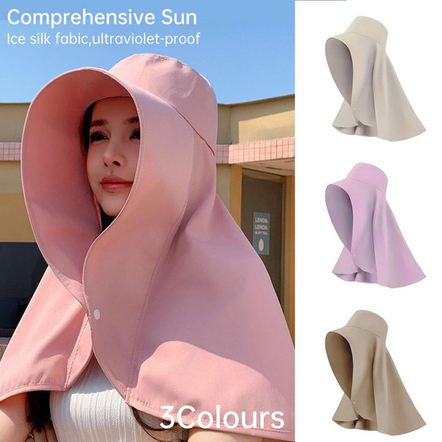 Women Summer Sun Protection Hat Large Brim Face Cover Shawl UV Protection Cap