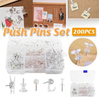 200pcs Office Bulletin Cork Board Accessories Staples Clip Pegs Push Pins