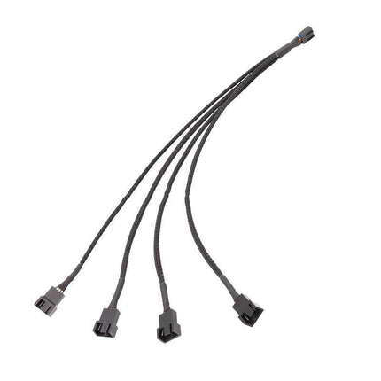 3 Pin Fan Splitter Cable 1 to 4 Ways Extension Power Sleeved Y Cable Case Coolin - Aimall