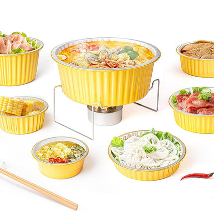 50PCS Thickened Round Aluminum Foil Containers with Plastic Lids