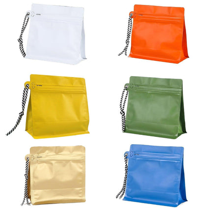 20 Pack Sealed Tea Coffee Bags Heat Seal Zipper Hang Rope Aluminum Foil Storage