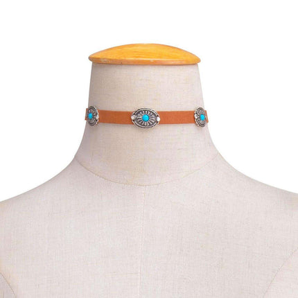 Brown Leather Rope Necklace Vintage Style Choker Women Elegant Fashion Jewelry