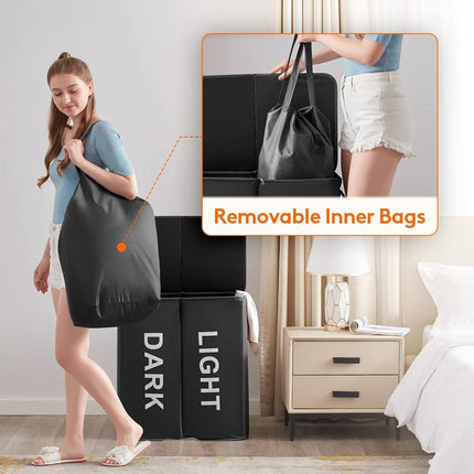 Oxford Cloth Double Laundry Basket for Dirty Clothes Storage Hamper Organizer