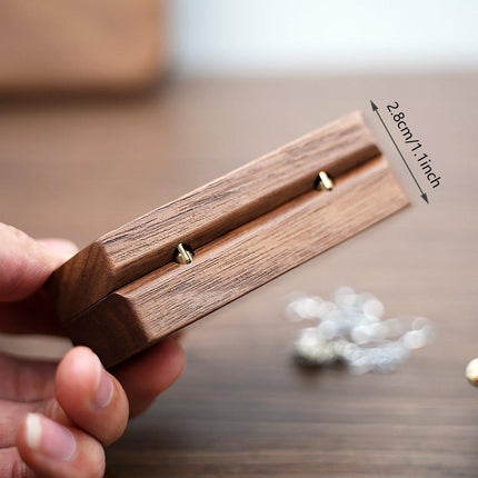 Elegant Black Walnut Wooden Ring Box Jewelry Diamond Proposal Gift Display Box