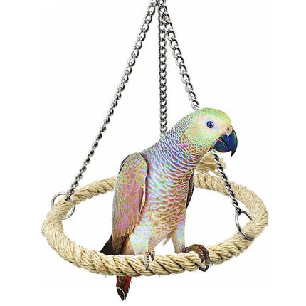 Parrot Rope Ring Swing Toys Budgie Cockatiel Hanging Cage Hammock Perch Bird Toy - Aimall