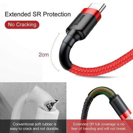 Grey+Black Baseus USB to Type C Charger Cable 3A Fast Charging for Huawei - Aimall
