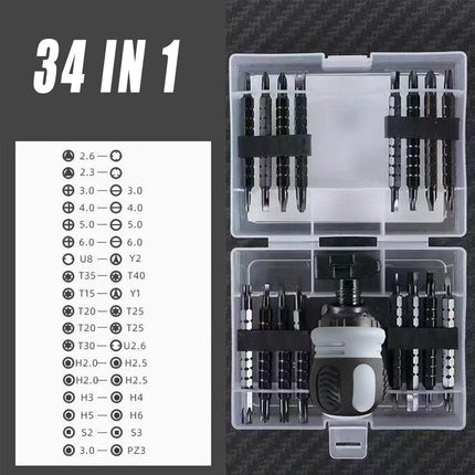 Ratchet Screwdriver Set with Sleeve Dual Head Screwdriver Expansion Cross Bits