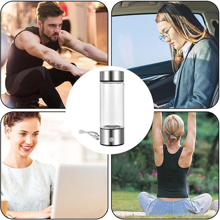 420ml Hydrogen Water Generator Bottle USB Rechargeable Borosilicate Glass