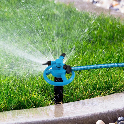 Small Disc Sprinkler 360 Degree Rotating Garden Sprayer Three Prong Spray Water