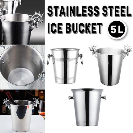 5L Stainless Steel Ice Bucket Champagne Wine Bucket Hotel Bar Ice Container