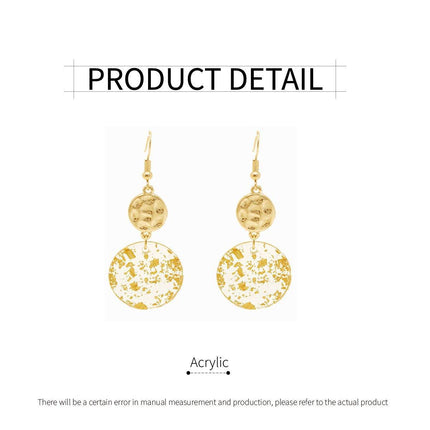 Chinese Vintage Acrylic Round Pendant Long Earrings Fashion Jewelry for Women