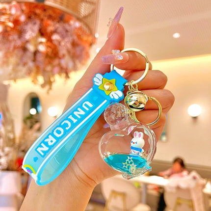 Bottle Star Liquid Keyring Quicksand Acrylic Keychain Car Keychain Key Ring Gift - Aimall