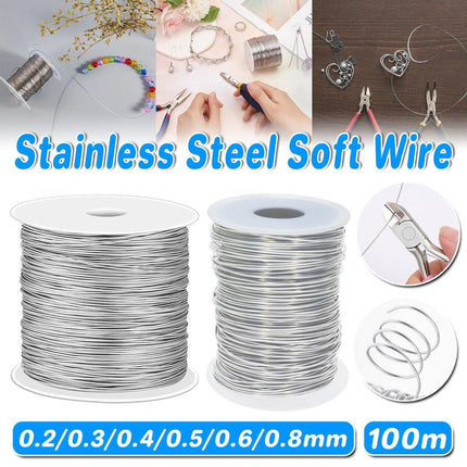 100M 0.2-0.8mm 304 Stainless Steel Single Soft Steel Wire DIY Rustproof Durable