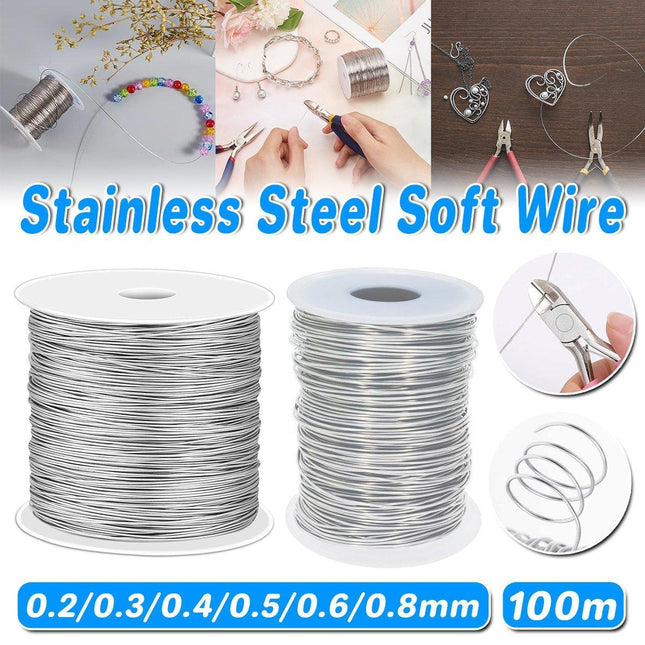 100M 0.2-0.8mm 304 Stainless Steel Single Soft Steel Wire DIY Rustproof Durable