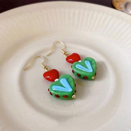 Vintage Contrasting Love Earrings Fashion Jewelry Women Romantic Accessories