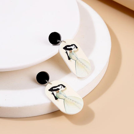 Coloured Geometric Acrylic Stud Earrings Trendy Fashion Jewelry Accessories