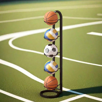 5 Tiers Basketball Storage Rack Football Sport Equipment Organizer Display Stand