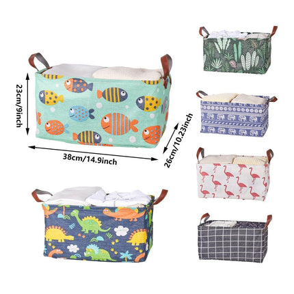 2pcs Foldable Cotton Linen Storage Baskets Home Organizer Box Office Supplies