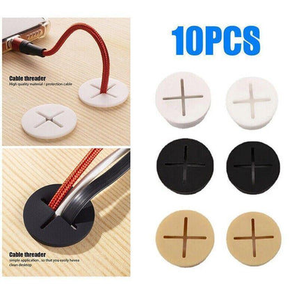 10 PCS 20mm Desk Cord Grommet, Flexible Silicone Cable Hole Cover Round Gasket - Aimall