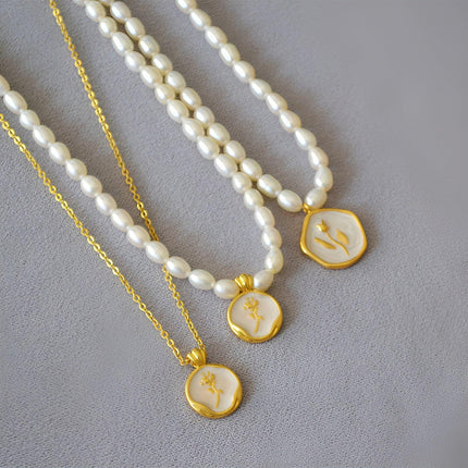 Vintage Bohemian Floral Round Pendant Necklace Women Fashion Chain Jewelry