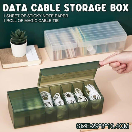 Data Cable Storage Box with Cover Organizer for Cables Chargers and Accessories