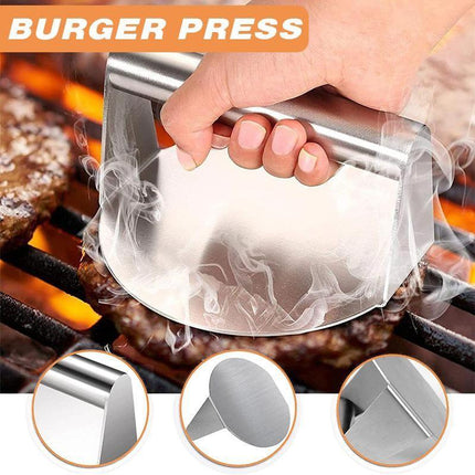 Burger Press Meat Smasher Hamburger Steak No-Rust for Griddle Accessory BBQ Home - Aimall