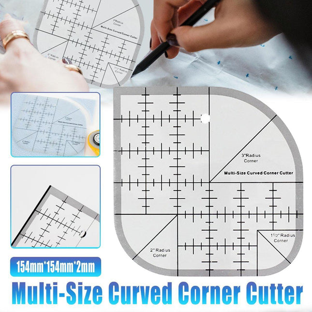 Multifunctional Acrylic Quilting Ruler Non-Slip Corner Round Edge DIY Sewing