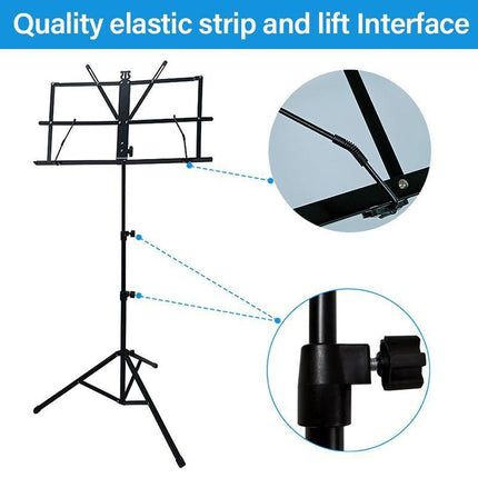 Foldable Sheet Music Stand Tripod Holder with Carry Bag for Stage Violin Guitar - Aimall